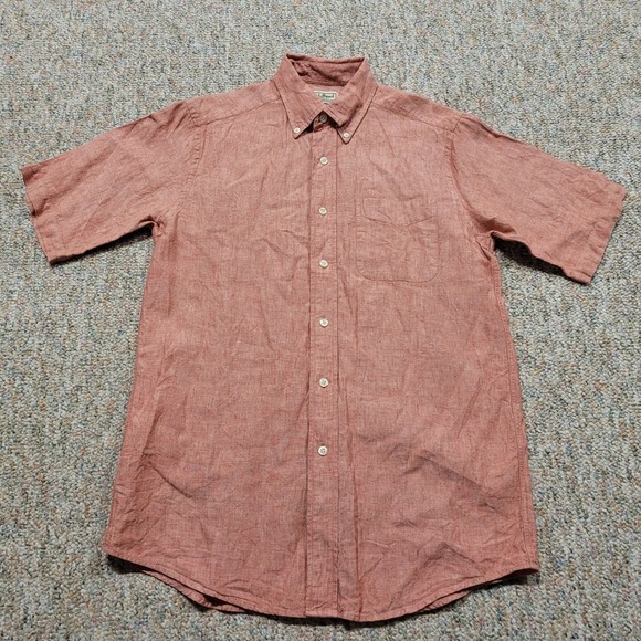 L.L. Bean Other - LL Bean Shirt Mens Small Red Linen Short Sleeve Button Down 0VV84 Outdoors